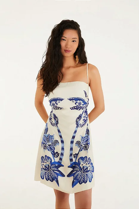 Vestido Curto Estampado Coqueiro Tropical