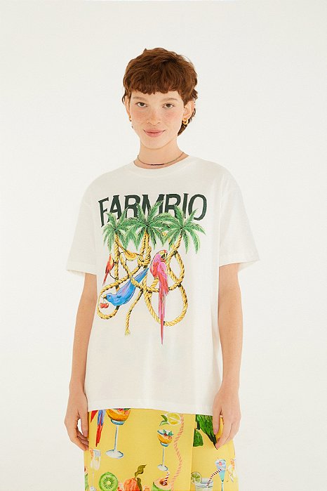 T-Shirt Media Cordas e Aves Colorida