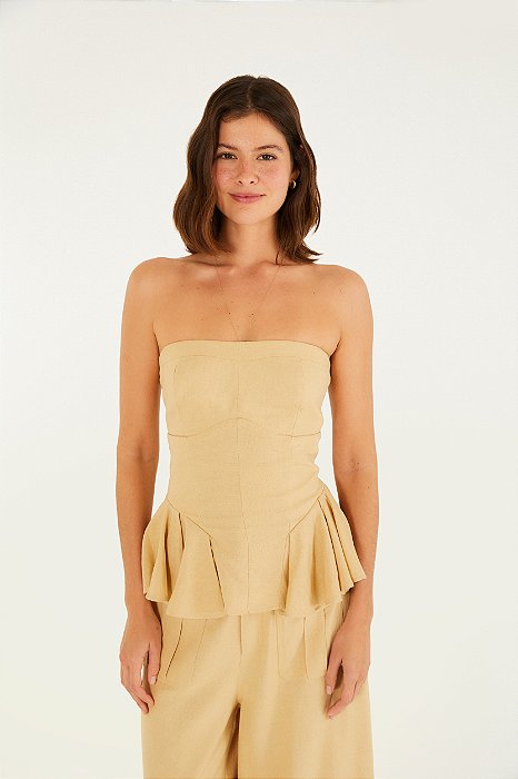 Blusa Sem Alça Pregas