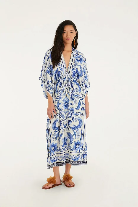 Vestido Longo Manga Estampado Natália