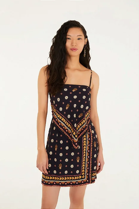 Vestido Curto Estampado Lenço Lili