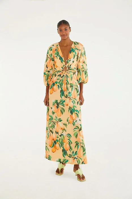 Vestido Longo Estampado Pera Chic