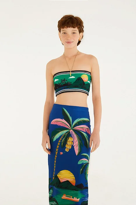 Top Reto Double Estampado Oásis Lenço