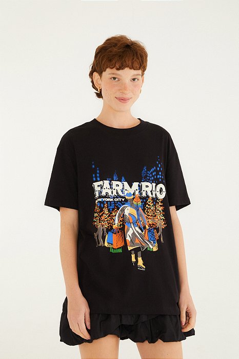 T-Shirt Média Patinando Em Ny