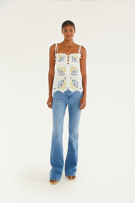 Calça Flare Cintura Alta Jeans