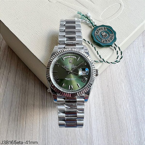 SUPER CLONE MÁQUINA ETA  ROLEX DAY-DATE II VERDE 41MM