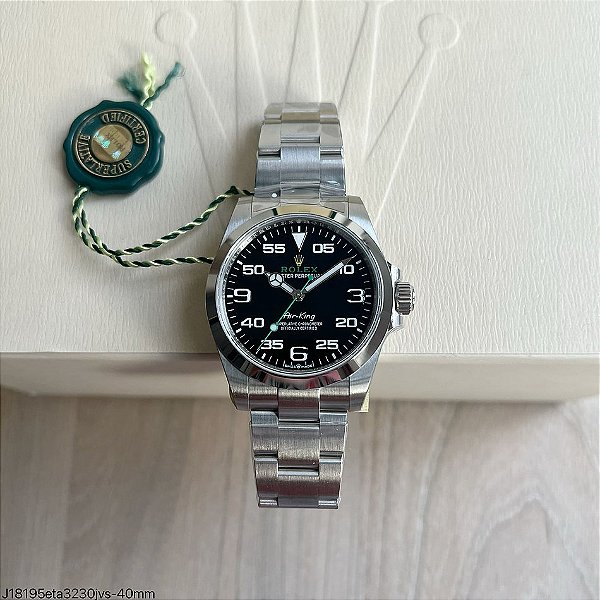 SUPER CLONE MÁQUINA ETA ROLEX AIR KING OYSTER PERPETUAL PRETO 40MM