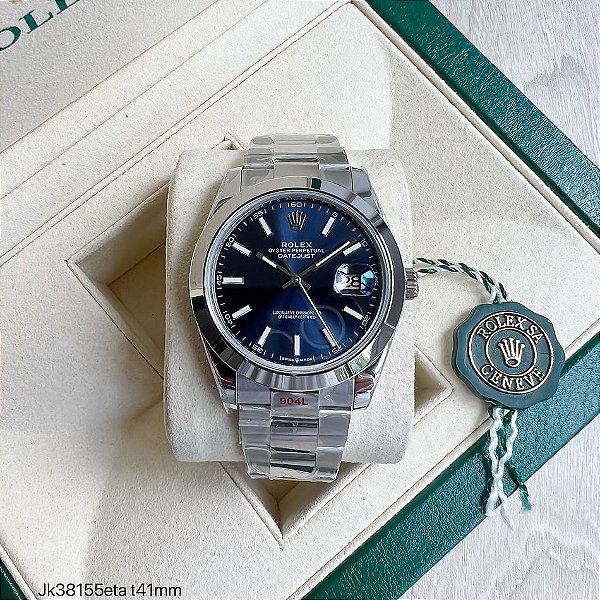 SUPER CLONE MÁQUINA ETA ROLEX DATEJUST AZUL OYSTER 41MM