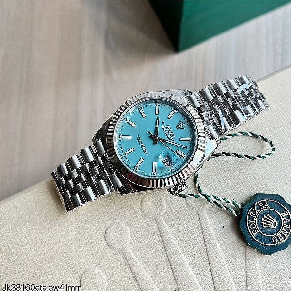 SUPER CLONE MÁQUINA ETA  ROLEX DATEJUST AZUL TIFFANY JUBILEE 41MM