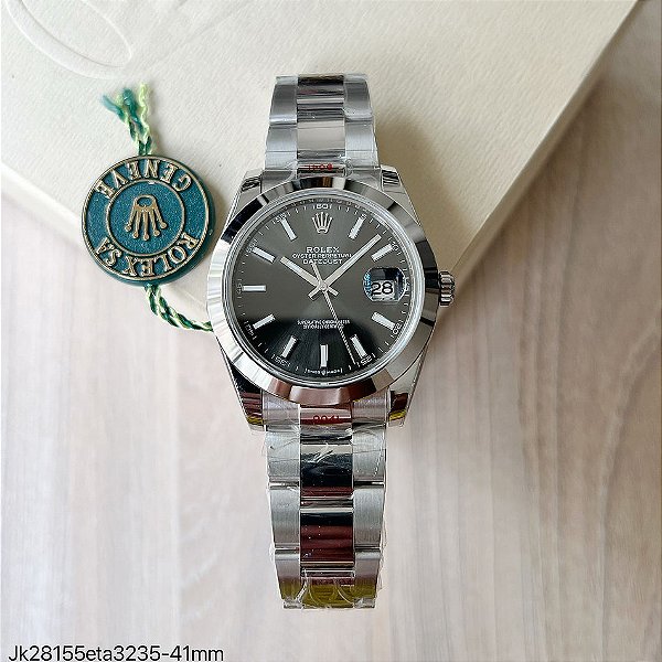 SUPER CLONE MÁQUINA ETA ROLEX DATEJUST CINZA OYSTER 41MM