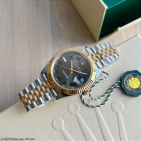 SUPER CLONE MÁQUINA ETA  ROLEX DATEJUST JUBILEE 41MM MISTO DOURADO