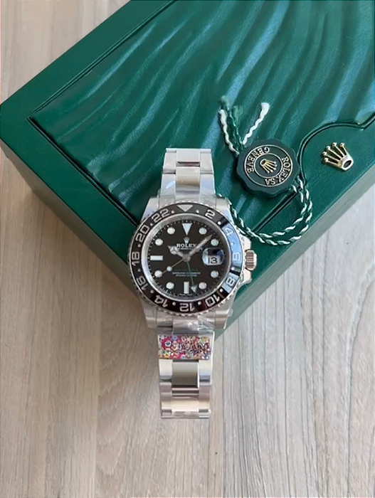 SUPER CLONE MÁQUINA ETA ROLEX GMT MASTER II PRETO 40MM
