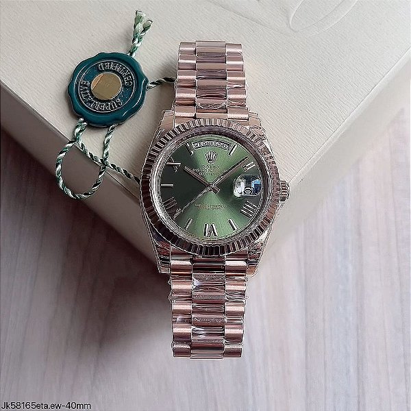 SUPER CLONE MÁQUINA ETA – ROLEX DAY-DATE II ROSE VERDE 40MM