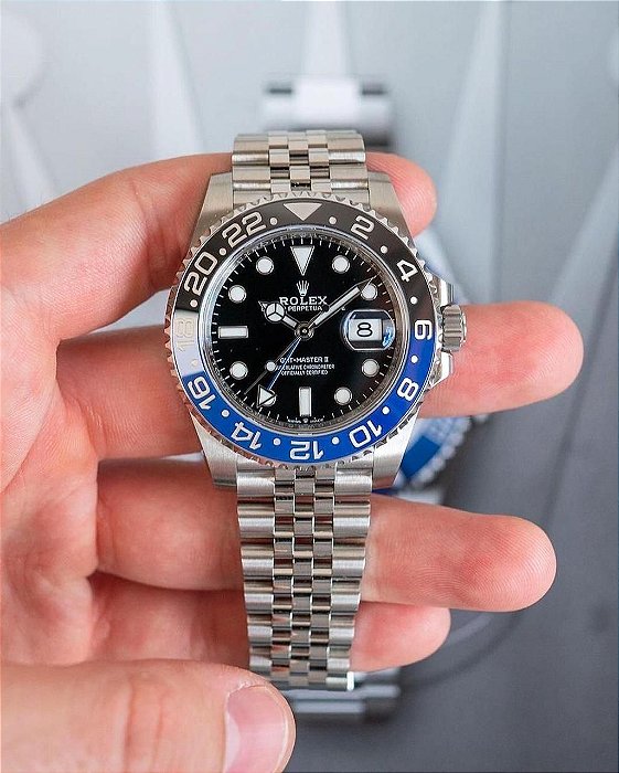 BASE ETA CLONE – ROLEX GMT MASTER II PRETO AZUL BATMAN JUBILEE 40MM