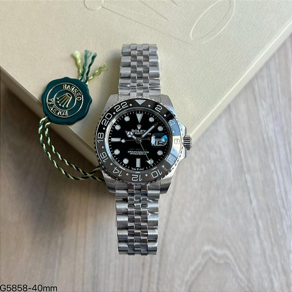 BASE ETA CLONE – ROLEX GMT MASTER II PRETO 40MM