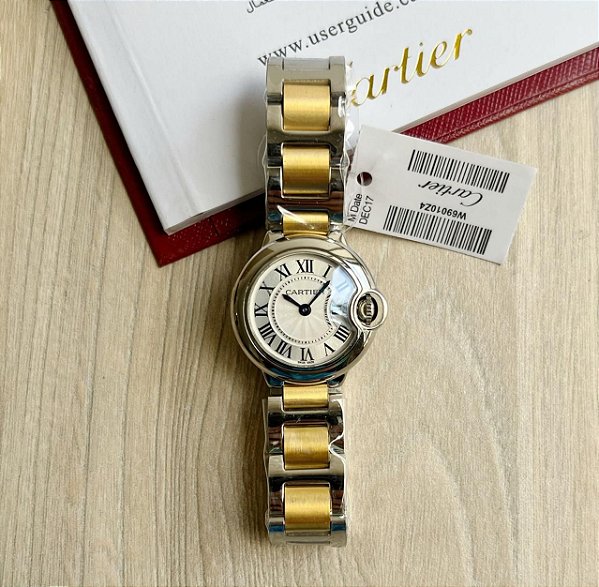 RELÓGIO BASE ETA ( CLONE ) - CARTIER BALLON MISTO DOURADO 33MM