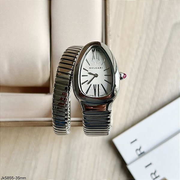 BASE ETA CLONE -BVLGARI SERPENTE PRATA FUNDO BRANCO UMA VOLTA - 28mm