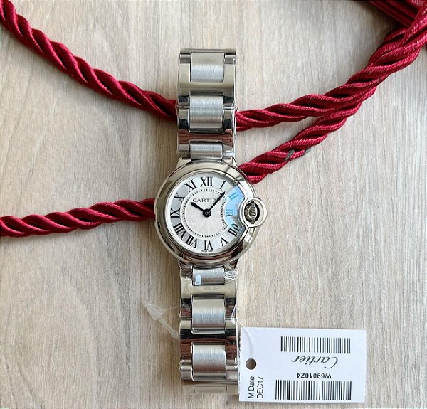 RELÓGIO BASE ETA ( CLONE ) - CARTIER BALLON PRATA 33MM
