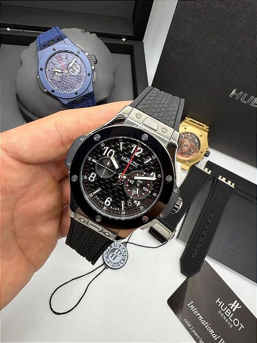 BASE ETA CLONE HUBLOT GENEVE TUIGA PRATA PULSEIRA BORRACHA