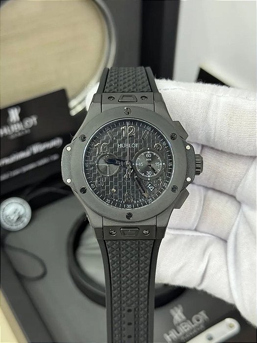 BASE ETA CLONE HUBLOT BLACK PULSEIRA BORRACHA