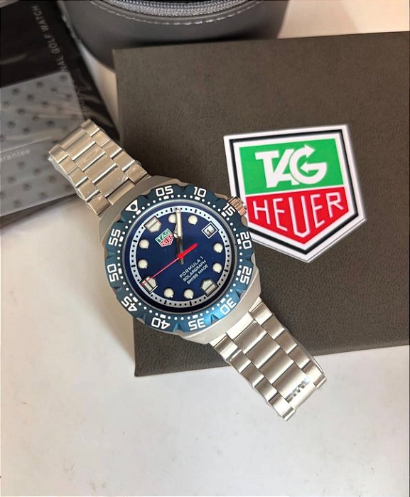 BASE ETA CLONE Tag Heuer Formula 1 Solargraph Azul Aço Automatic