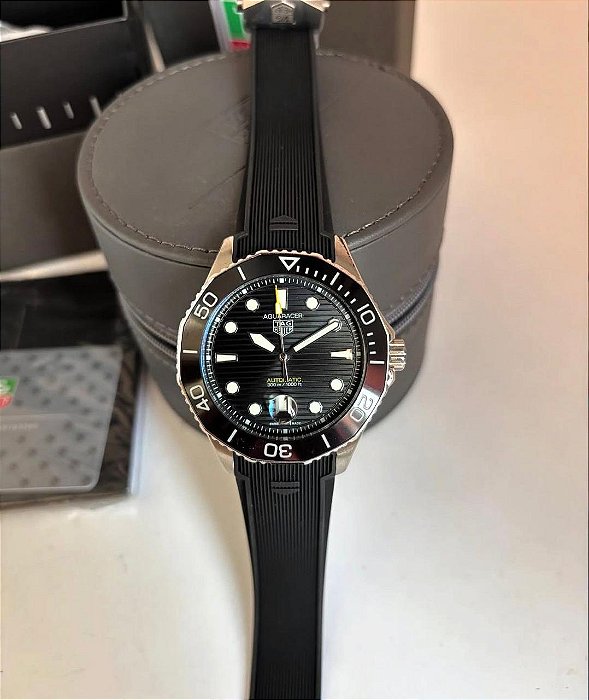 BASE ETA CLONE - TAG HEUER AGUARACER FUNDO PRETO BORRACHA