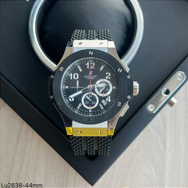 BASE ETA ( CLONE ) HUBLOT BIG BANG GENEVE FUNDO PRETO CAIXA PRATA