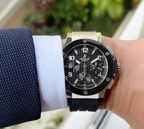 BASE ETA CLONE HUBLOT GENEVE PRATA FUNDO AZUL PULSEIRA BORRACHA