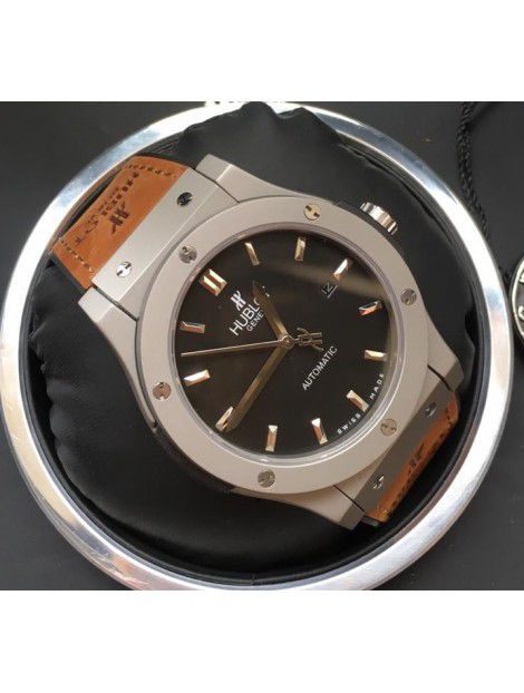 BASE ETA ( CLONE ) HUBLOT BIG BANG GENEVE PRATA PULSEIRA MARROM