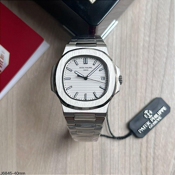 BASE ETA ( CLONE ) PATEK PHILIPPE NAUTILUS AUTOMÁTICO FUNDO BRANCO