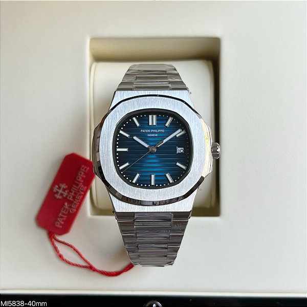 BASE ETA ( CLONE ) PATEK PHILIPPE NAUTILUS AUTOMÁTICO FUNDO AZUL