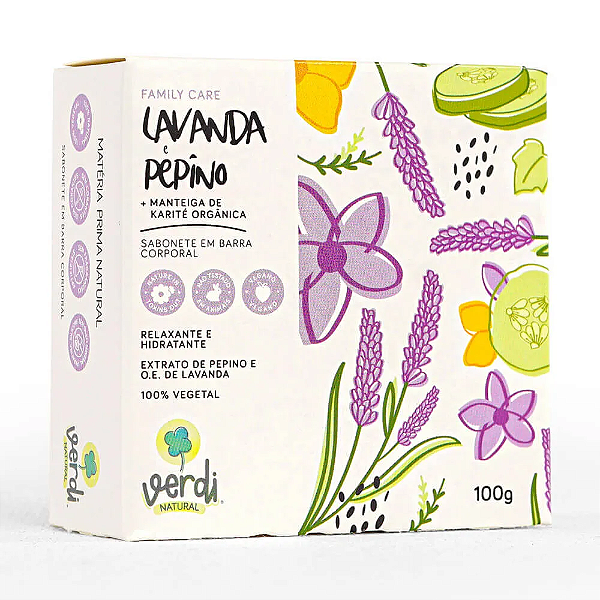 Sabonete em barra 100% vegetal Lavanda e Pepino- 100g