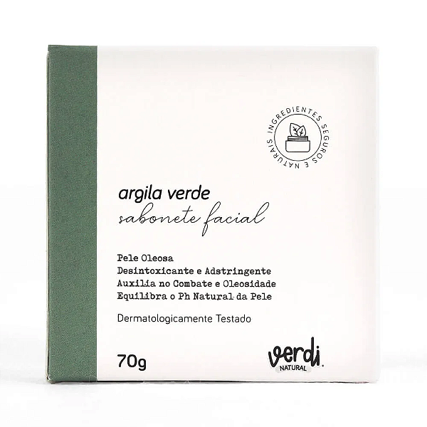 Sabonete facial em barra argila verde - 60g