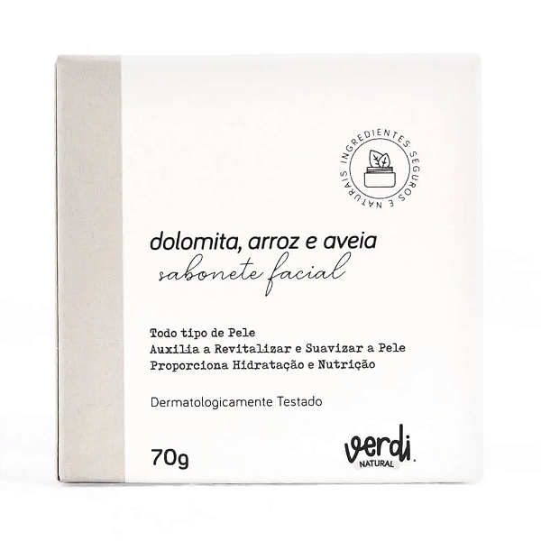 Sabonete facial em barra dolomita, arroz e aveia - 60g
