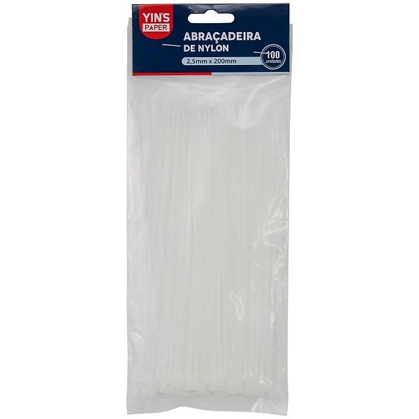 Abraçadeira Nylon Branca 2,5x100mm PCT Com 100