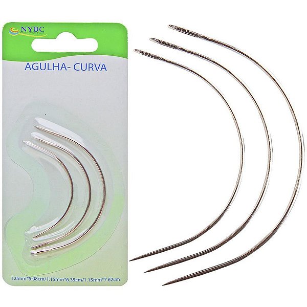Agulha de Mão Curva Niquelada - Blister com 3