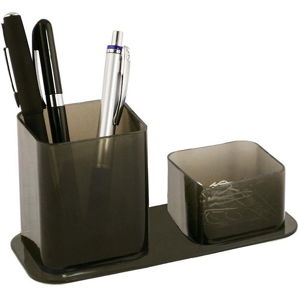 Acessório para Mesa Dellocolor PORTA-LÁPIS e CLIPS Fumê