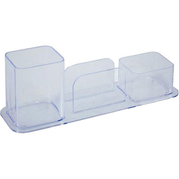 Acessório para Mesa Dellocolor Porta Canetas, CLIPS e Lembretes Cristal