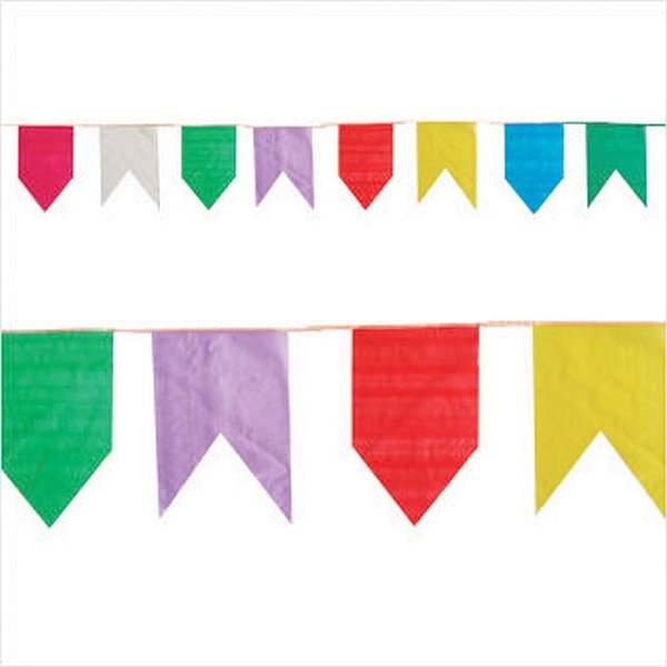 Bandeirão de Plástico 37X21CM – Decoração para Festas Juninas e Julinas, 10 Metros