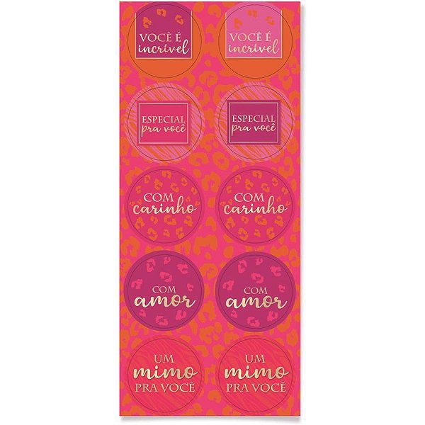 Adesivos Decorados Redondo 10X23CM Feline PCT com 30