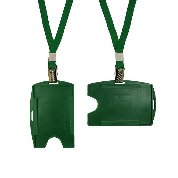 Cordão para Crachá Tecido Verde com Presilha Jacaré PCT com 10