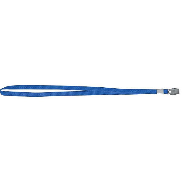 Cordão para Crachá em Tecido Azul com Presilha Jacaré - Pacote com 10 Unidades