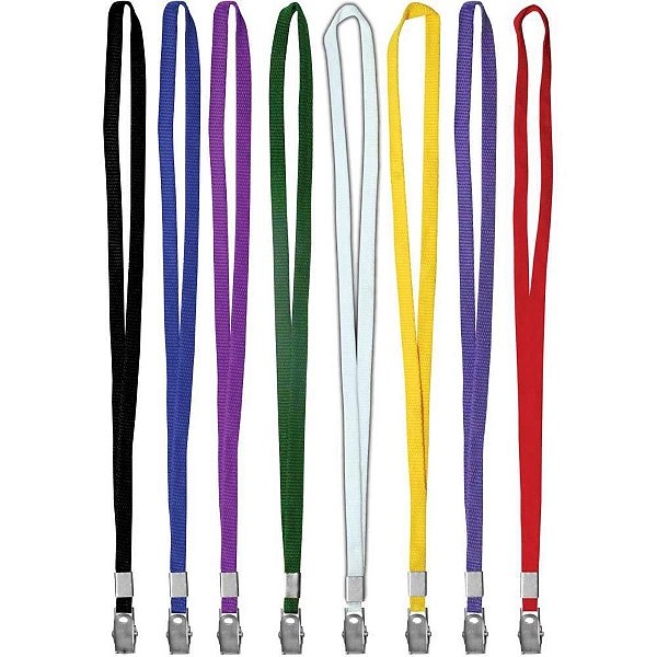 Cordão para Crachá e Pen Drive - Cores Sortidas - Pacote com 12 Unidades