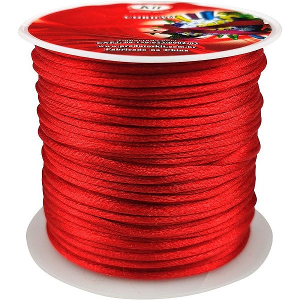 Cordão Cetim 1MM Vermelho com 20M