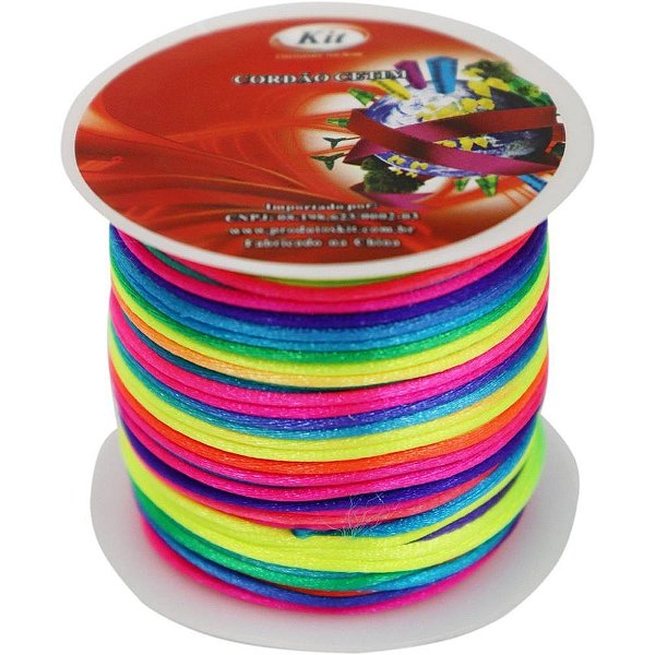 Cordão Cetim 1MM Multicolor - 20 Metros