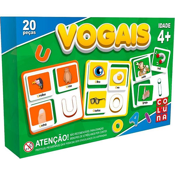 Brinquedo Pedagógico Vogais 20 Peças