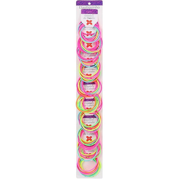 Acessório para Cabelo Elástico Colorido 4 CM Blister com 8 Unidades