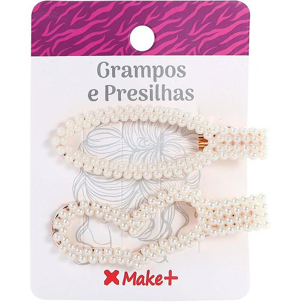 Acessório para Cabelo Presilha com Pedras - Blister com 2 Unidades, Pacote com 12