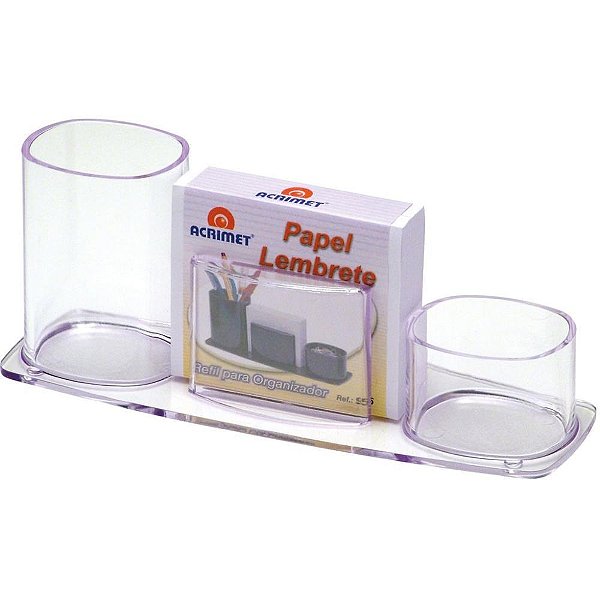 Acessório para Mesa Porta Lápis, CLIPS e Lembrete Millennium Cristal