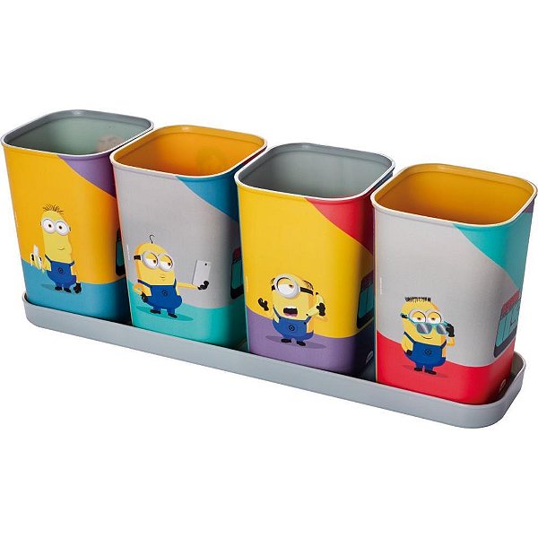 Acessório para Mesa Minions PORTA-LÁPIS 4 Peças